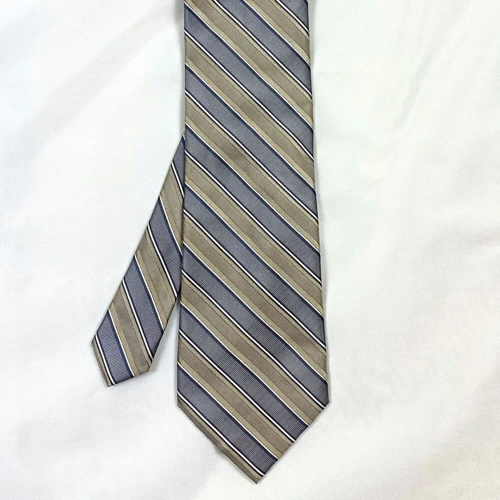Calvin Klein Men's Pointed Tie Stripped Light Brown Excellent Used Condition